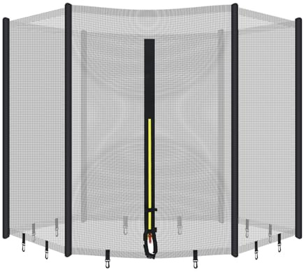 QWORK® Trampolin Ersatznetz Sicherheitsnetz für Ø305CM, 8 Stangen, Schutznetz für Gartentrampolin,Trampolin Zubehör