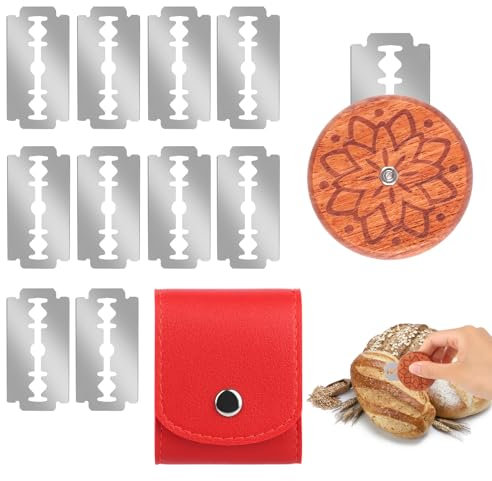 VMUTGA Brot Schneide Werkzeug, Rundes Brotmesser, Brot Lahm Scoring Tool, Scoring Hieb Teigmesser Bäckermesser, Rundbrotmesser mit 10 Rasierklinge Edelstahl Bäckermesser, für DIY Brotteig Muster