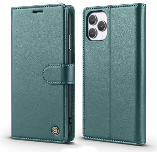 LOLFZ Wallet Case for iPhone 11 Pro Max (6.5), [RFID Blocking Card Slots][Kickstand][Magnetic Closure] Flip Case PU Leather Shockproof Protective Phone Cover for iPhone 11 Pro Max - Green