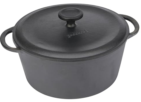 GoodCook Pre-Seasoned Cast Iron Dutch Oven, 5 Quart, Black