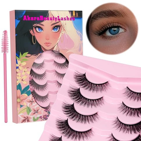 AKARA Pestañas Postizas Naturales 7 Pares 3D Pestañas Pelo a Pelo Faux Mink Eyelashes(3D-BN05)