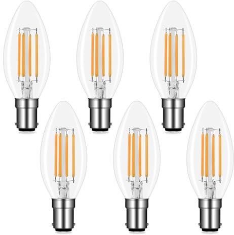 Akynite B15 LED Bayonet Candle Bulbs 4W Warm White 2700K, 400LM, B15 40W Halogen Equivalent, AC 220V, C35 Small Bayonet Cap SBC Candle Light Bulb for Chandelier, not dimmable, 6pcs