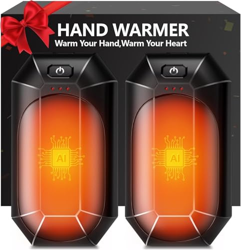 WARMHAND AI Hand Warmers Rechargeable 2 Pack,Portable Electric Hand Warmer Reusable,AI Smart Chip Hand Warmer for Outdoor Golf Hunting Camping Accessories (Black) | AI Smart Chip Reusable Hand Warmer for Outdoor Golf Hunting Camping Accessories