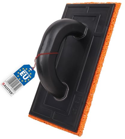 BAUSTER® Glättkelle mit Gummischwamm Reibebrett Kunststoff 270 x 130 mm Schwammgummi Belag 20 mm PU-Reibebrett für Maurer und Fliesenleger Kartätsche Putzbrett Glättscheibe Made in EU