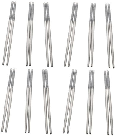 IMIKEYA 12 Paia Di Bacchette Cinesi 304 Bastoncini Riutilizzabili In Acciaio Inox Bacchette Anti-scottature Bacchette Cibo