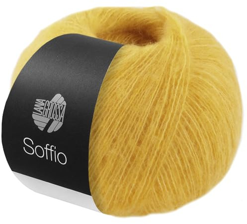 LANA GROSSA Soffio | Flauschiges Lace-Garn aus Merino- & Baumwolle mit 10% Kaschmir | Handstrickgarn aus 60% Schurwolle (Merino superfein), 30% Baumwolle (Bio) | 25g zum Stricken | 212m Garn FB 27