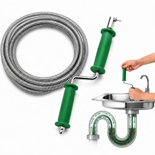 Asaiy 5m Rohrreinigungsspirale Abflussreiniger Spirale | Spirale Abfluss Rohrreinigung , Geeignet für Toiletten Verstopfung lösen, Kanalisation, Badewanne（5m * 10mm）
