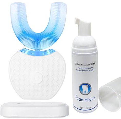 Mayeec Spazzolino ad Ultrasuoni, Elettrico con Timer e Ricarica Wireless, Sbiancamento dei Denti, 360°, Adulti (Bianco, 1)