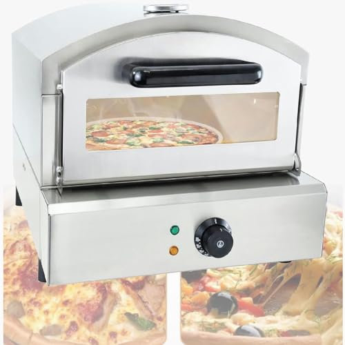 XSDAJSD Horno de Pizza eléctrico Comercial de Acero Inoxidable de 2000 W, de sobremesa, Tostador de Pizza Comercial con cajón, para hoteles, restaurantes y cocinas caseras.