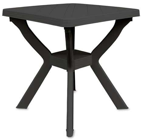 Spetebo Kunststoff Gartentisch quadratisch 70 cm - anthrazit | Campingtisch, klassisches Design, Balkontisch, Terrassentisch, für Außenbereich