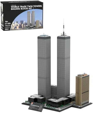 WANENGEDIY Twin Towers Modell Bausteine Set, 7121 Teile 1:800 Architekturmodell mit Straßenszene, Klemmbausteine für Erwachsene und Sammler, MOC-177998