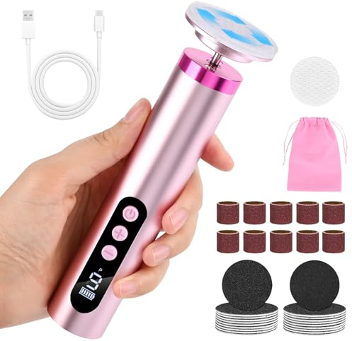 SternSinn 2-in-1 Pedicure Elettrico Professionale, 9 Velocità Regolabile con Batteria da 2000 mAh, con Testina di Macinazione in Vetro Nano e Borsa Portaoggetti, Rimuove Togli Calli Piedi (Rosa)