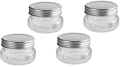 Cabilock 4pcs Christmas Diy Jars Glass Bottles Aluminum Lid Candy Cans for Xmas Candy Jar Small Storage for Round and Home Decoration