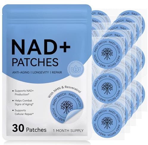 NAD+ Patches for Women, NAD+ Patch for Anti-Aging and Wellness Support, Nicotinamide, Vitamin C, Premium 8-Hour Time-Release Formula, Vegan, 30 Count