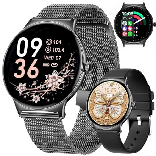 Women's Smartwatch 1.43 AMOLED HD Display Ultra-Thin, Bluetooth Calls | Smart Watch with Voice Assistant, Fitness Tracker, Heart Rate, Blood Pressure, 120+ Sport Modes, Waterproof, Custom Dials