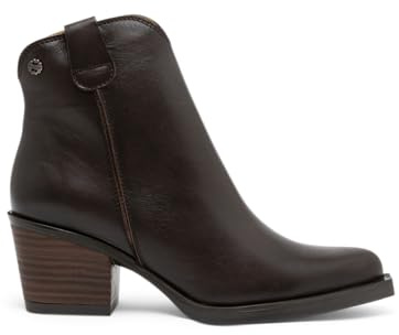 Porronet Botines Cowboy De Piel Moka Con Cremallera Frida