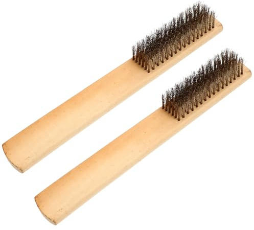LALADEFIEE Cepillo de Lima Multifunción de Precisión 2 Piezas Mango de Madera y Cerdas de Alambre de Cobre para Limpieza de Limas y Eliminación de Residuos en Herramientas de Banco