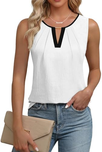 Cuptacc Camisetas Mujer sin Mangas Cuello en V Top Mujer Verano Sexy Blusa Elegante Color Sólido Tank Tops