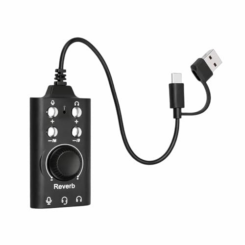 Gugxiom Tarjeta de Sonido USB con Control de Volumen, Tarjeta de Sonido Externa con Adaptador de Audio Estéreo USB a 3,5 Mm para Uso en PC, Computadora Portátil, Computadora de