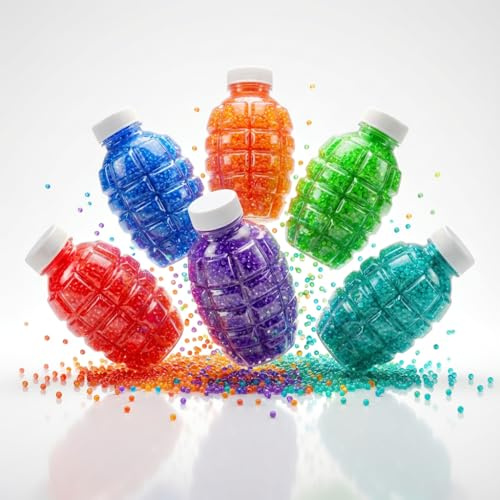 SGM Gel Blaster Ammo 270,000 Water Gel Beads Refill 6 Pack – Gel Blaster Balls 7-8mm, Orbeez Gun Ammo, Reusable Grenade Bottles Speed Loader Funnel, 6 Colours for Gel Gun & Splat Ball Gun, 0501-4500-R