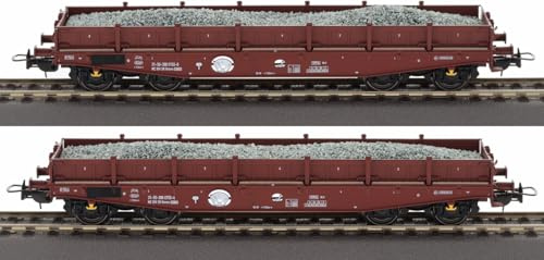 Tillig 70071 H0 2er Set Schwerlastwagen Rmms 3960 beladen mit Neuschotter, DR