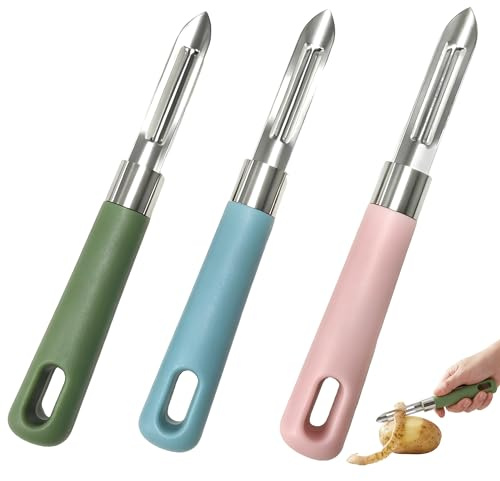 3 Pcs Multifunctional Vegetable Peeler with Stainless Steel Blade | Smooth peeling for potatoes and fruits, ergonomic grip for daily kitchen food preparation