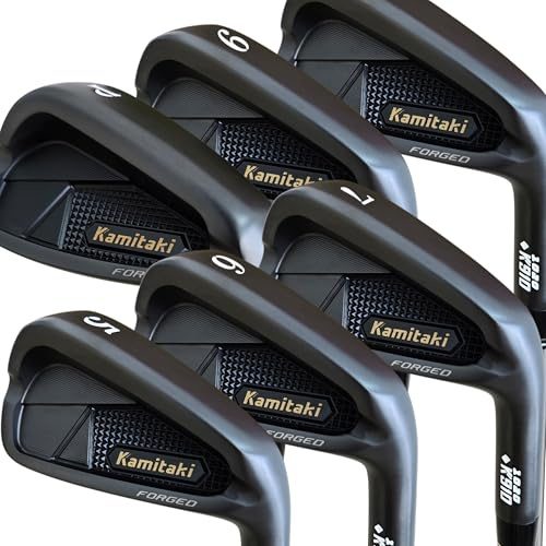 Japan Kamitaki - Set di mazze da golf da uomo in ferro forgiato, modello K910 (nero, acciaio Krisa Pro, rigido)