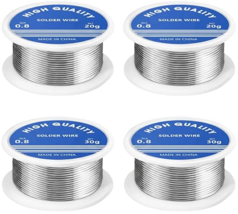 4 PCS Leaded Solder, 0.8mm Diameter Flux Core Welding Wire for Electronics Repairs, DIY Projects and Circuit Board Maintenance, Reliable Performance with Low Melting Point