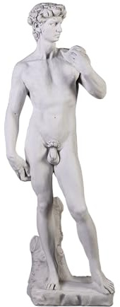 gartendekoparadies.de Statue des Davids von Michelangelo, Steinfigur aus Steinguss, Grau, Frostsicher für Außenbereich, H. 117 cm, 67 kg