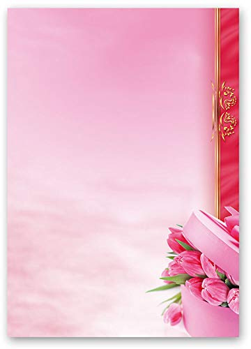 100 Blatt Briefpapier Blumenmotiv TULPEN-BOX - DIN A5 Format - Paper-Media