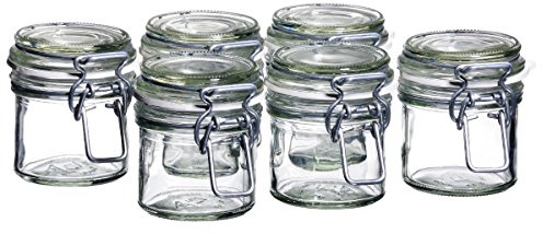 MÄSER 925337 Gothika, Einmachgläser klein, made in Germany, 6er Set à 90 ml, Vorratsgläser mit Deckel und Drahtbügel zum luftdichten Aufbewahren, Einkochen und Einlegen, Glas, transparent