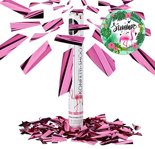 Relaxdays 10021765 Cannone Spara-Coriandoli, Rosa, 40 cm, Addio al Nubilato, Compleanni, Carnevale, Feste