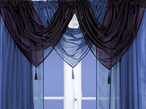 John Aird Voile Swag With Tassel (Navy)