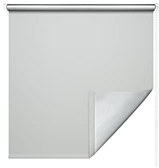 JalousieCrew Thermo-Verdunklungsrollo Stein Hellgrau Alu Seitenzug Rollo - 062 bis 202 cm Breite - Länge 130 oder 230 cm - Sichtschutz Tür (192 x 130 cm)