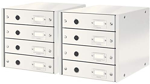 Leitz 60480001 Schubladenbox Click & Store, Weiß, A4 (4 Schubladen / 2er Pack)