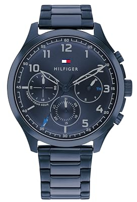 Tommy Hilfiger Reloj Analógico de Cuarzo multifunción para Hombre con Correa en Acero Inoxidable Azul - 1791853