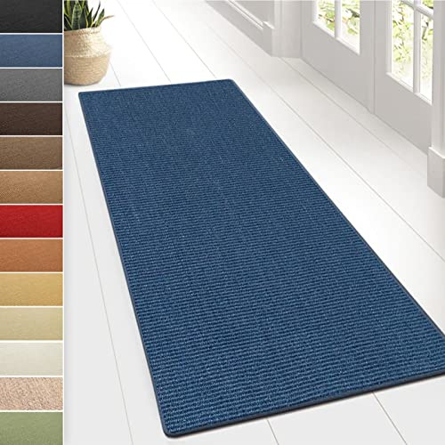 Floordirekt Sisal-Teppich Sylt | Wohnteppich oder Läufer | Hochwertiges Qualitätsprodukt | Erhältlich in vielen Farben & Größen | Langlebig & strapazierfähig (80 x 400 cm, Blau)