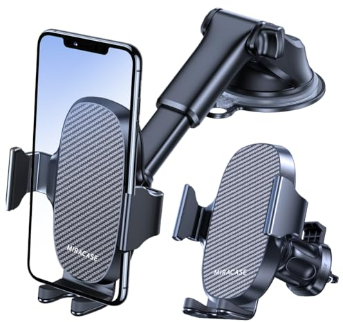 Miracase Universal Car Phone Holder 2025 – Upgraded Strong Suction Cup, 360° Rotatable Mobile Phone Mount for Dashboard, Windshield & Air Vent, Fits All 4.5-7 Mobile Phone
