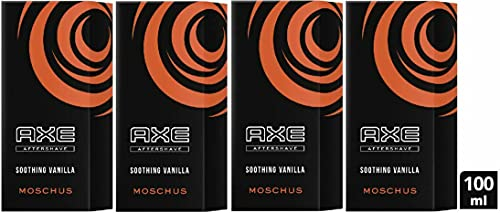 AXE Aftershave Moschus, After Shave Balsam Lotion Männer Men Herren für gepflegte Haut mit langanhaltendem Duft, Rasierwasser spendet Feuchtigkeit, pflegt die Haut nach der Rasur 4x 100ml