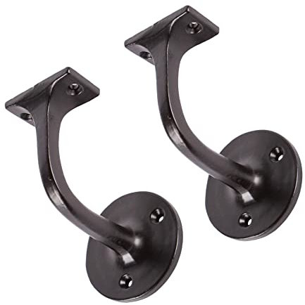 Hammer and Tongs - Wrought Iron Handrail Bracket - D75mm x H85mm - Black - Pack of 2