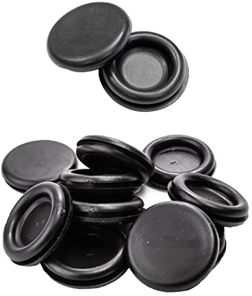 UKCable-Ties 10Pack Black PVC Rubber Closed Blind Blanking Hole Wire Cable Grommets (25mm)