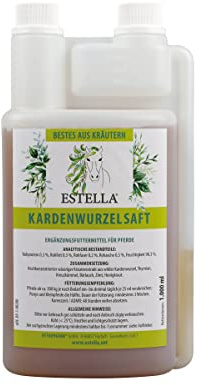 ESTELLA Kardenwurzelsaft | 1 L | Ergänzungsfuttermittel für Pferde | Mit Kardenwurzel & Kräutern