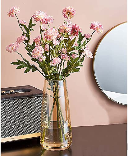 Vzmiza Bernstein Glas Vase - Vasen Deko Für Moderne Heimdekoration - BlumenVase Für Pampasgras - Deko vasen Für Deko Aesthetic - Vasen Glas Für Hochzeit - Große Blumenvase Für Tulpen-Esstisch - Wohnen