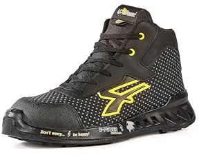 U-Power RV10014 Linea Red Leve Modello Joe Scarpe Antinfortunistiche Alte, S3 SRC Ci ESD, Nero/Giallo, 42 Dimensioni