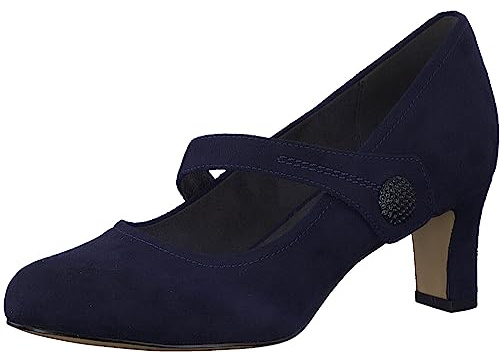 Jana Dam Softline 8-22473-41 bekväm multibredd bekväm sko justerbar rem klassiska enkla pumps, marinblå, 40 EU Weit