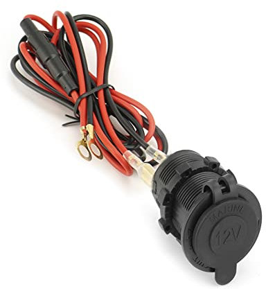 QWORK® 1pcs impermeabile presa accendisigari auto 12 v/24 v, con cavo di collegamento da 1 m per moto marine per auto