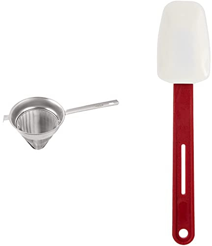 Vogue E819 Premium Chinois 240mm / 9 1/2 inch | Stainless Steel Professional Conical Sieve Strainer & Heat Resistant Spoonula 10