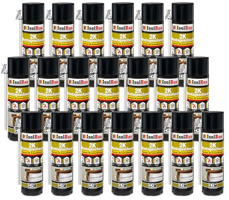 Isolbau 2K Montageschaum B2 Zargenschaum - Premium PU-Schnellschaum für Türen, Fenster, Dämmung & Montage - 20 x 400 ml