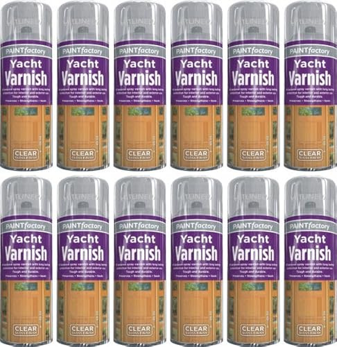 12 x 400ML Yacht Varnish Clear - Wood Varnish Professional Gloss Finish Spray Wood Color Paint