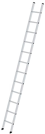 PROREGAL Sprossen-Anlegeleiter 350mm ohne Traverse Made in Germany | 12 Sprossen | Arbeitshöhe 4,4m | Traglast 150kg | Alu | Leiter, Trittleiter, Bockleiter, Sprossen-Doppelleiter